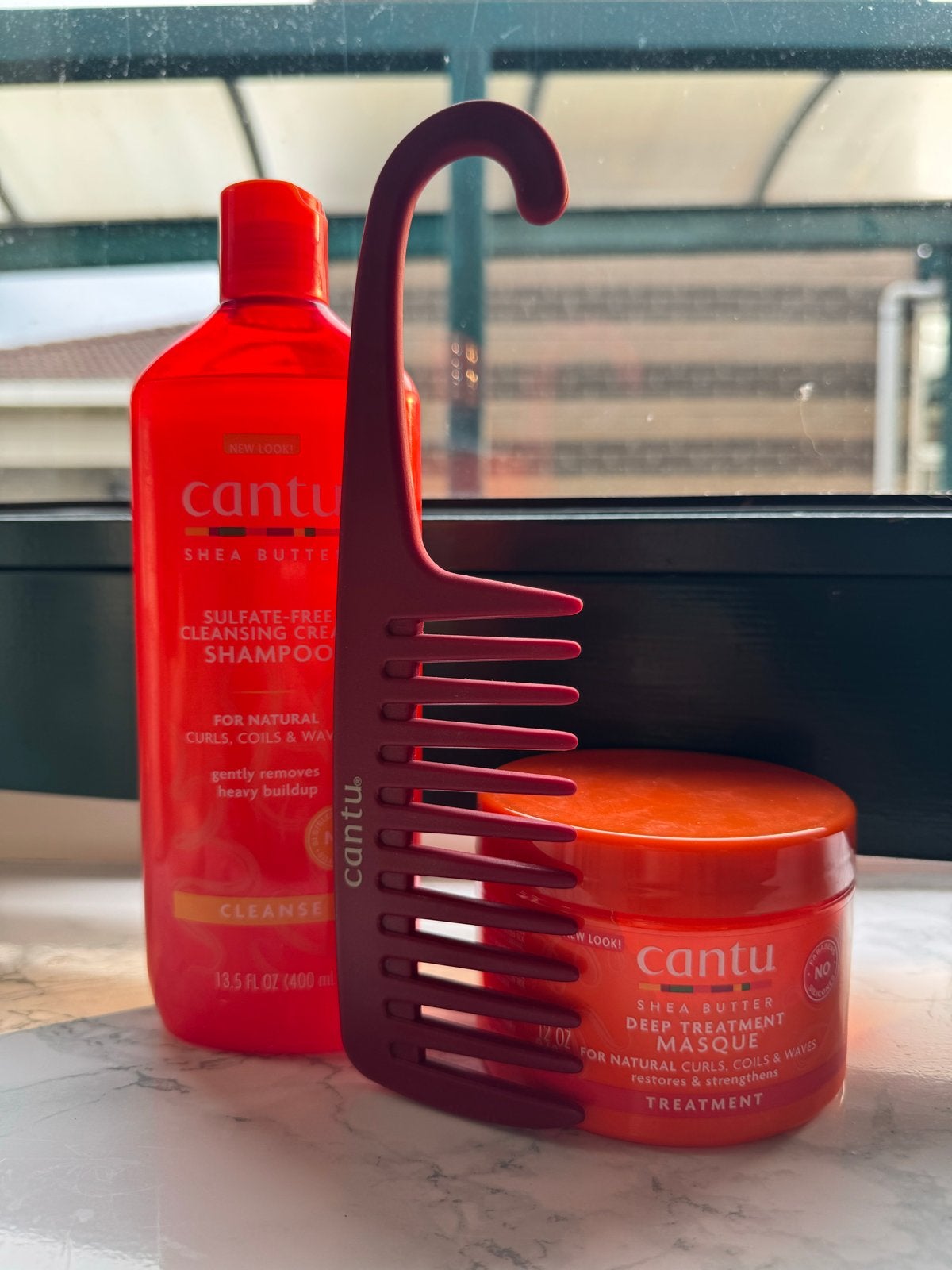 Cantu Haarverzorgingsset: Shampoo, Masker & Kam - CGM, Ophalen of Verzenden, Zo goed als nieuw, Shampoo of Conditioner