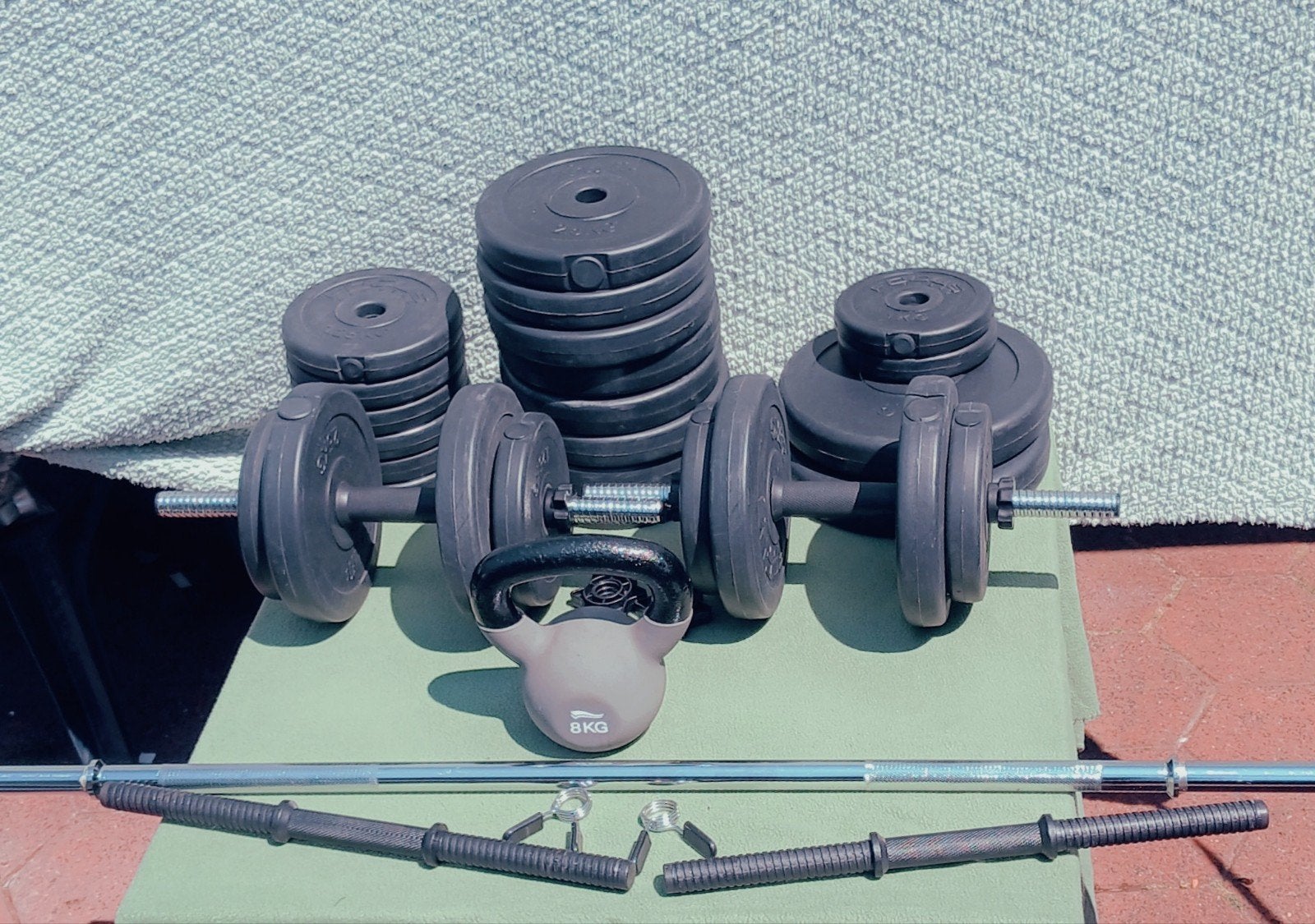Halterset 60 KG, Sport en Fitness, Ophalen, Gebruikt, Benen, Dumbbell