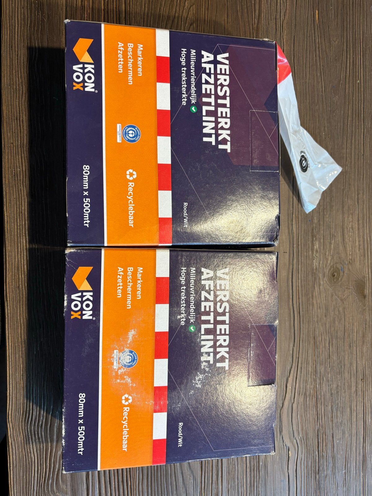 Konvox Versterkt Afzetlint Rood/Wit 80mm x 500m, Ophalen of Verzenden, Nieuw