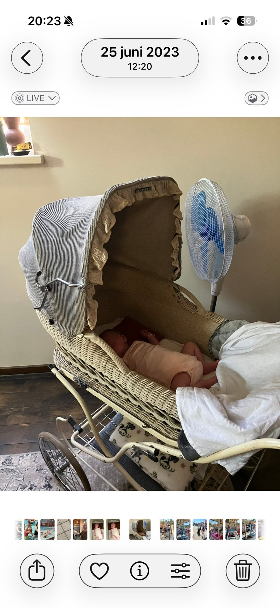 Vintage rieten kinderwagen met klassieke uitstraling, Gebruikt, Met reiswieg, Ophalen, Kinderwagen