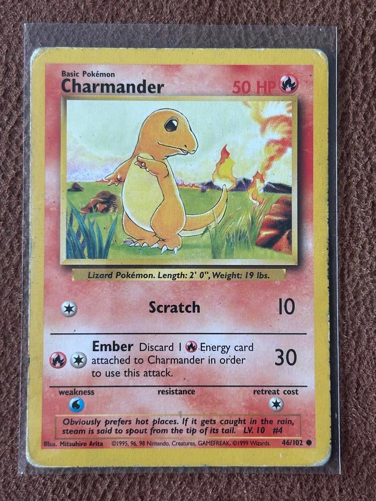 Charmander Pokémonkaart 46/102, Hobby en Vrije tijd, Ophalen of Verzenden, Gebruikt, Losse kaart