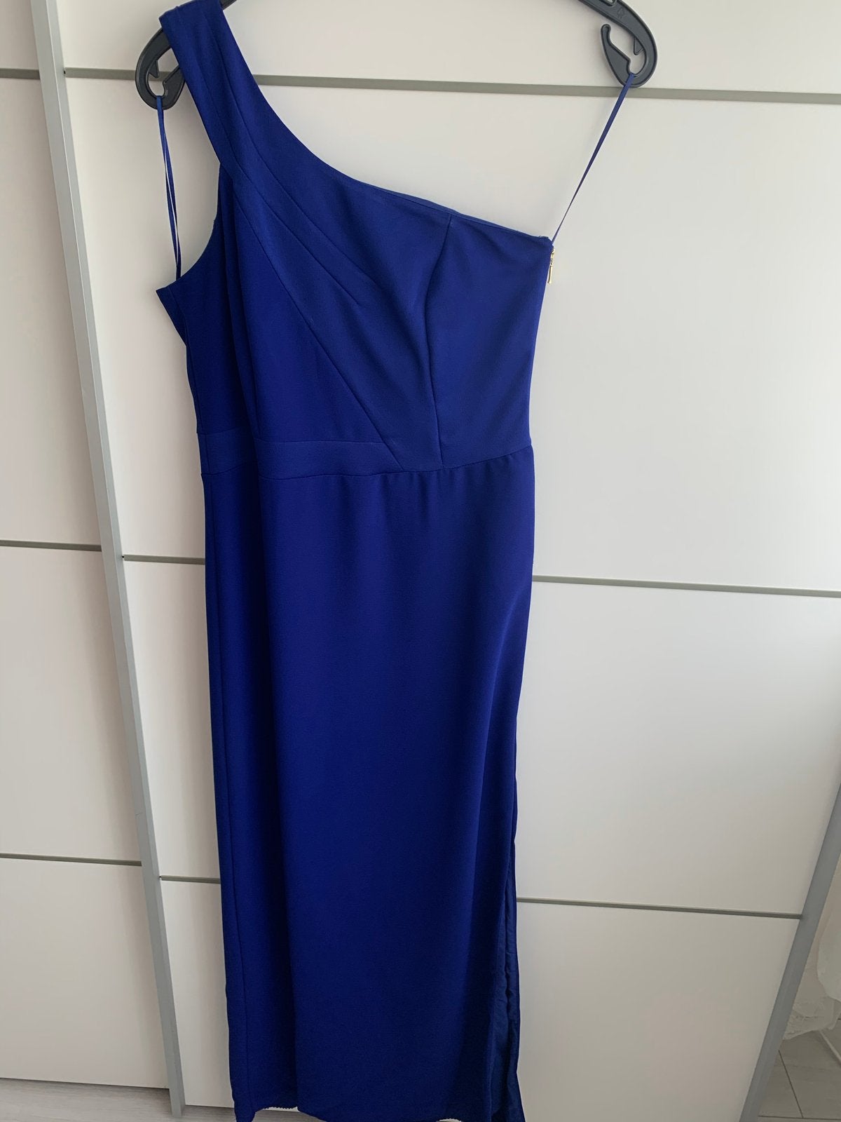 Elegante Blauwe One-Shoulder Galajurk - Maat 36/38, Maat 38/40 (M), Galajurk, Blauw, Ophalen of Verzenden