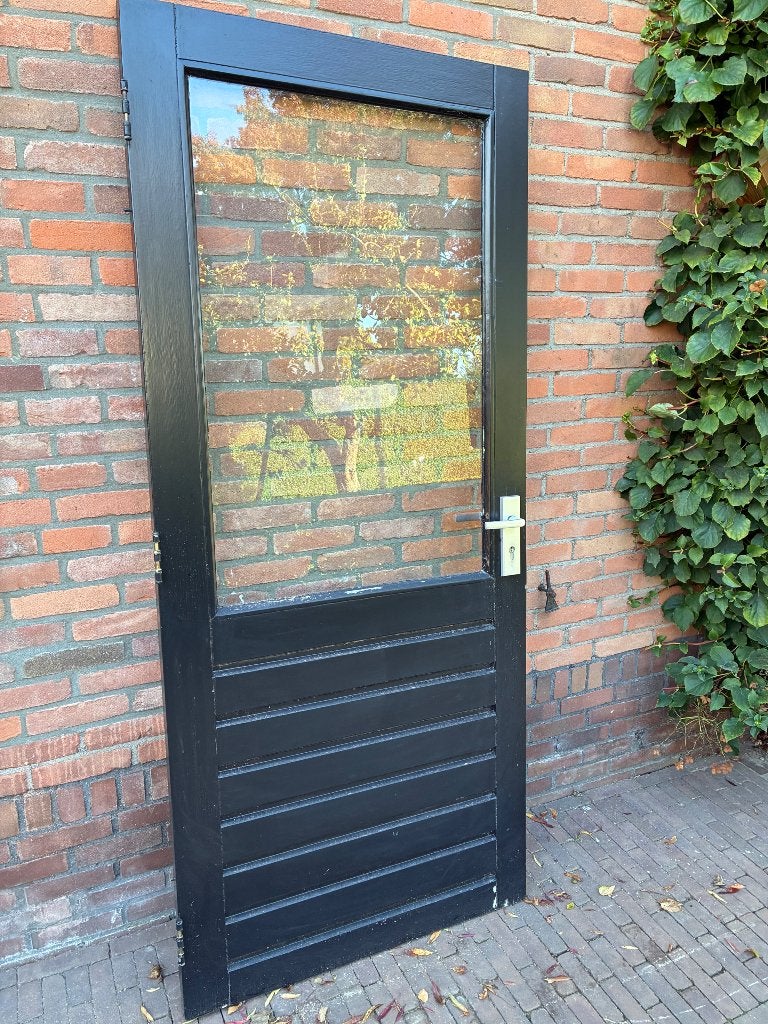 Zwaar hardhouten Buitendeur, Gebruikt, 80 tot 100 cm, Ophalen of Verzenden, Buitendeur
