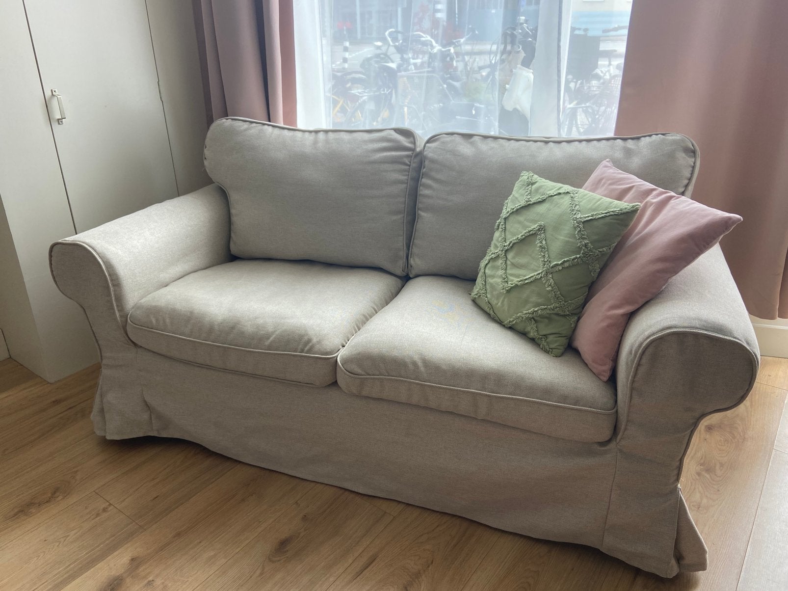 2-zits bank EKTORP beige van IKEA, Huis en Inrichting, Ophalen, Gebruikt, 150 tot 200 cm, Tweepersoons
