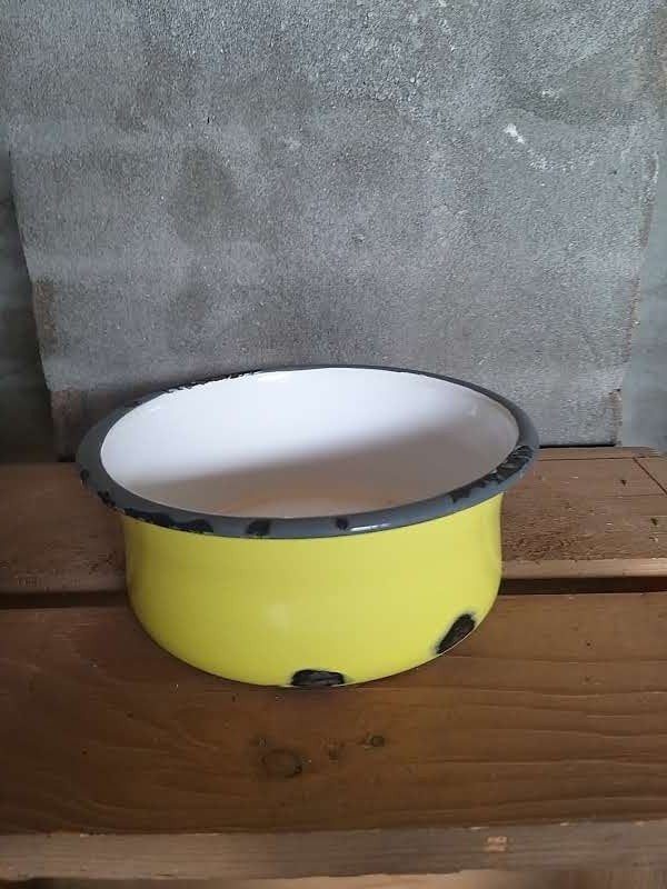 geel emaille schaal, Antiek en Kunst, Ophalen of Verzenden