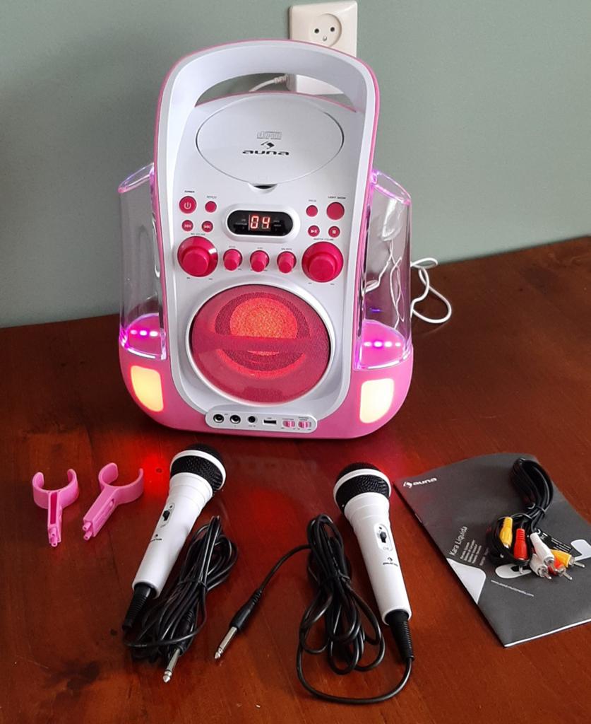 Auna Karaoke Set met Microfoons - Roze, Ophalen of Verzenden, Zo goed als nieuw, Complete set