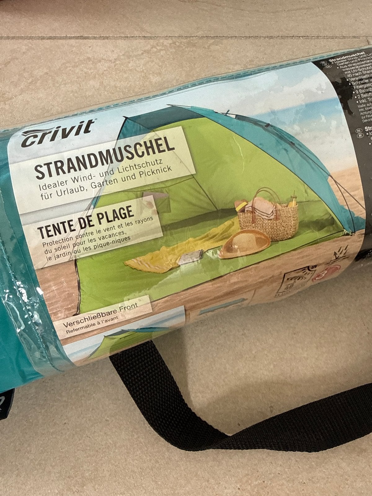 Crivit Strandmuschel - Strandtent voor wind- en zonwering, Ophalen of Verzenden, Nieuw, Tot en met 2