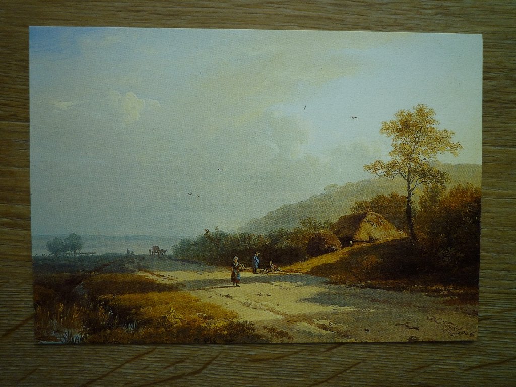 Kunstkaart Barend Cornelis Koekkoek landschap met figuren, Ophalen of Verzenden, Voor 1920