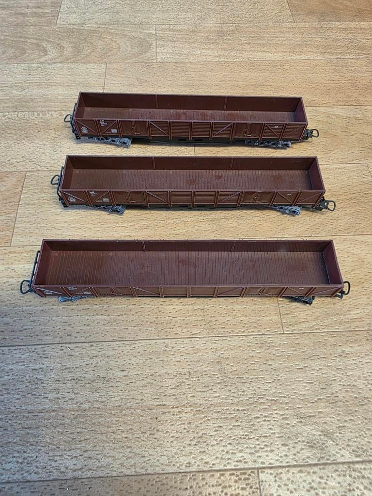 3 lange open bakwagons, Gelijkstroom, Wagon, Ophalen of Verzenden, Zo goed als nieuw