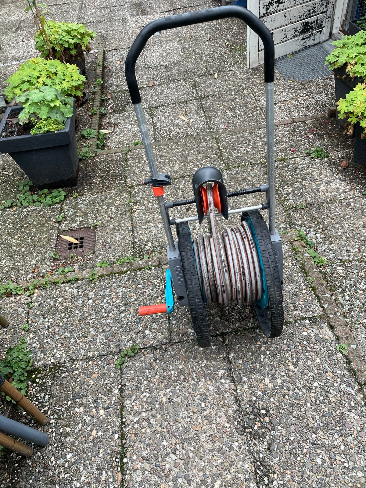 1 Luxe Gardena Tuinslanghaspel met 20 meter slang, Tuin en Terras, Ophalen, Zo goed als nieuw, Tuinslanghaspel