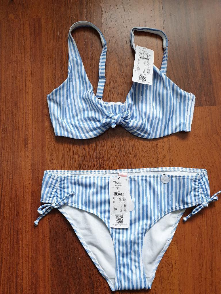 Nieuw blauw gestreepte bikini Hunkemoller - 80E + L, Blauw, Nieuw, Ophalen of Verzenden, Bikini