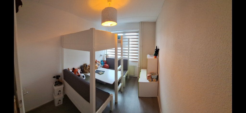Wit stapelbed met geïntegreerd bureau en bank, Huis en Inrichting, Ophalen, Gebruikt, 90 cm, Eenpersoons