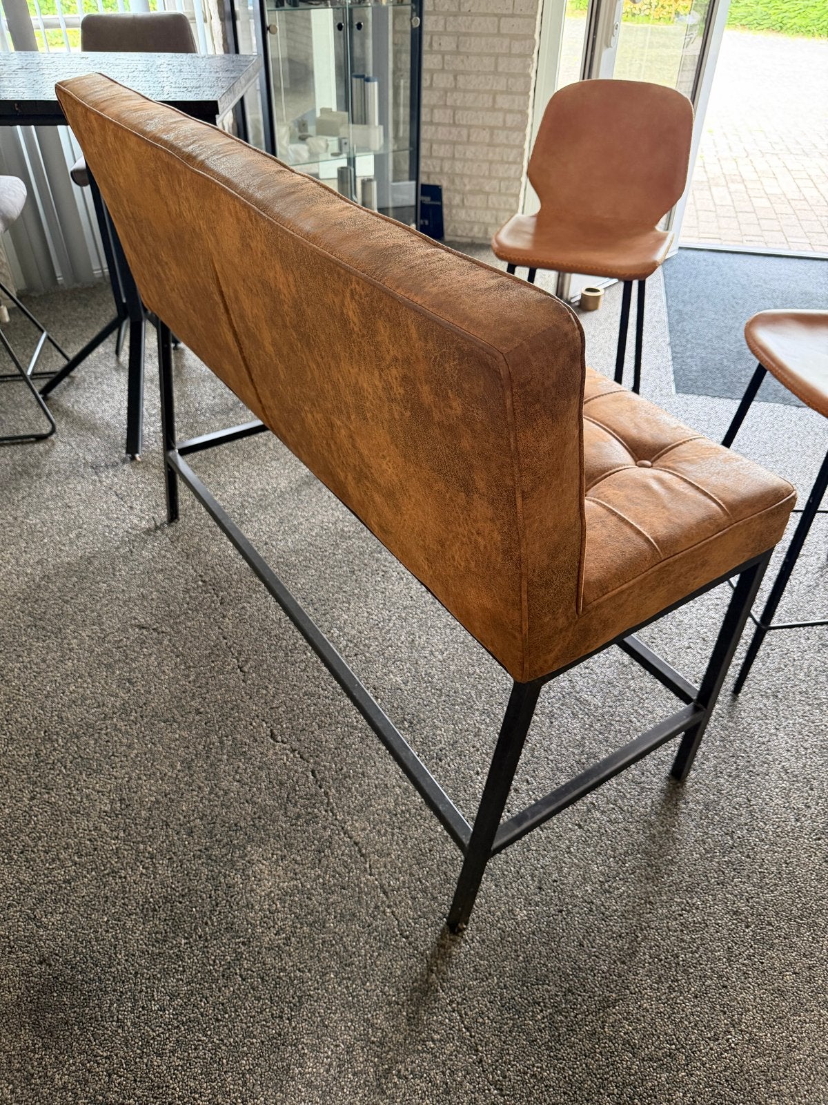 Leren Barbank en Barkrukken - Industrieel Design, Ophalen, Leer, Zo goed als nieuw, Drie