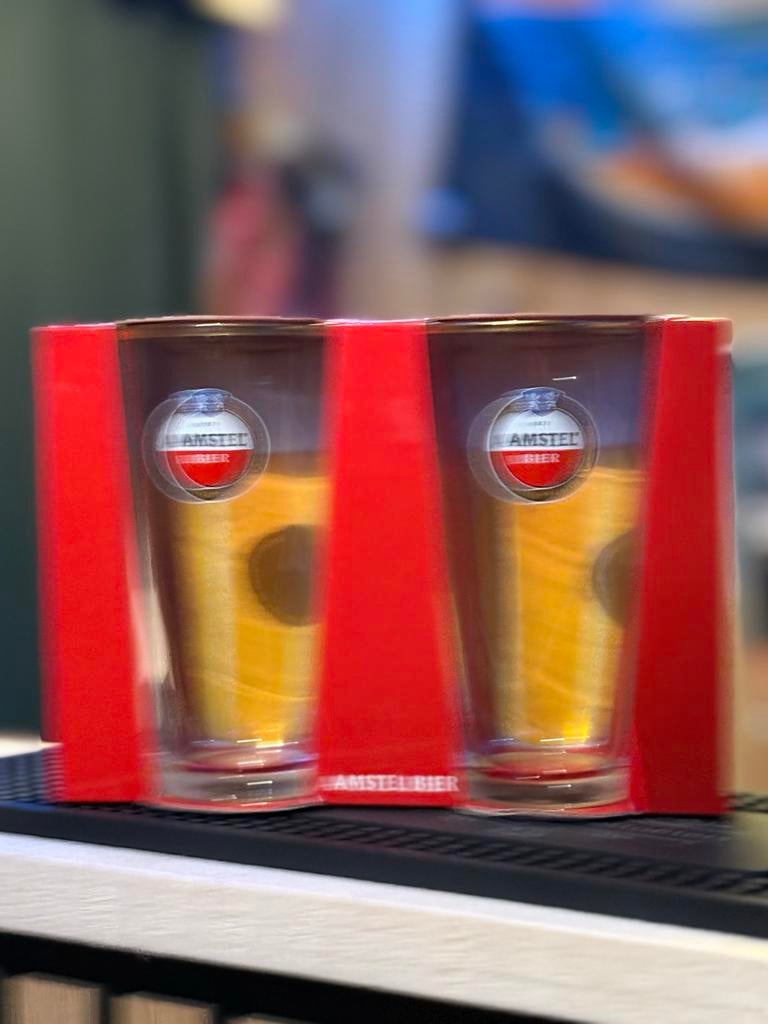 Nieuwe Amstel bierglazen in verpakking - Collectors item, Ophalen of Verzenden, Nieuw