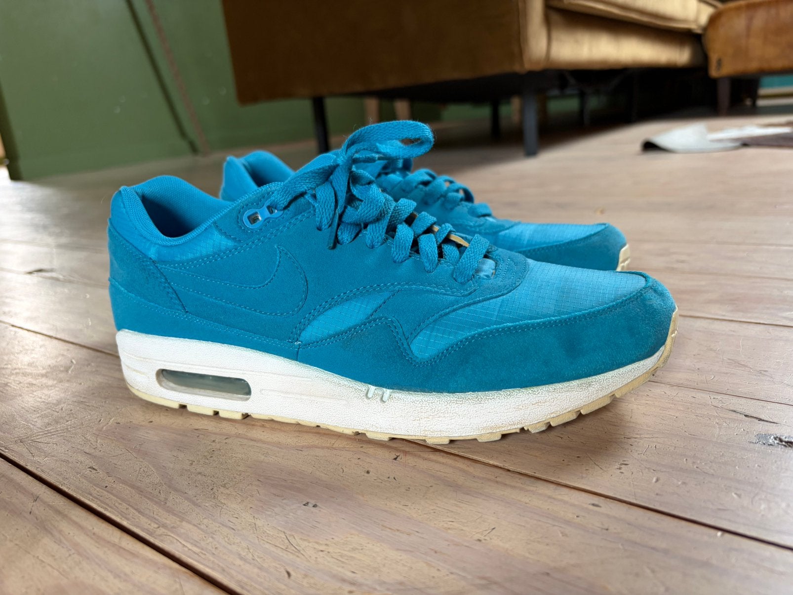 Nike Air Max 1 'Ripstop Pack Dynamic Blue maat 44.5, Ophalen of Verzenden, Zo goed als nieuw, Blauw