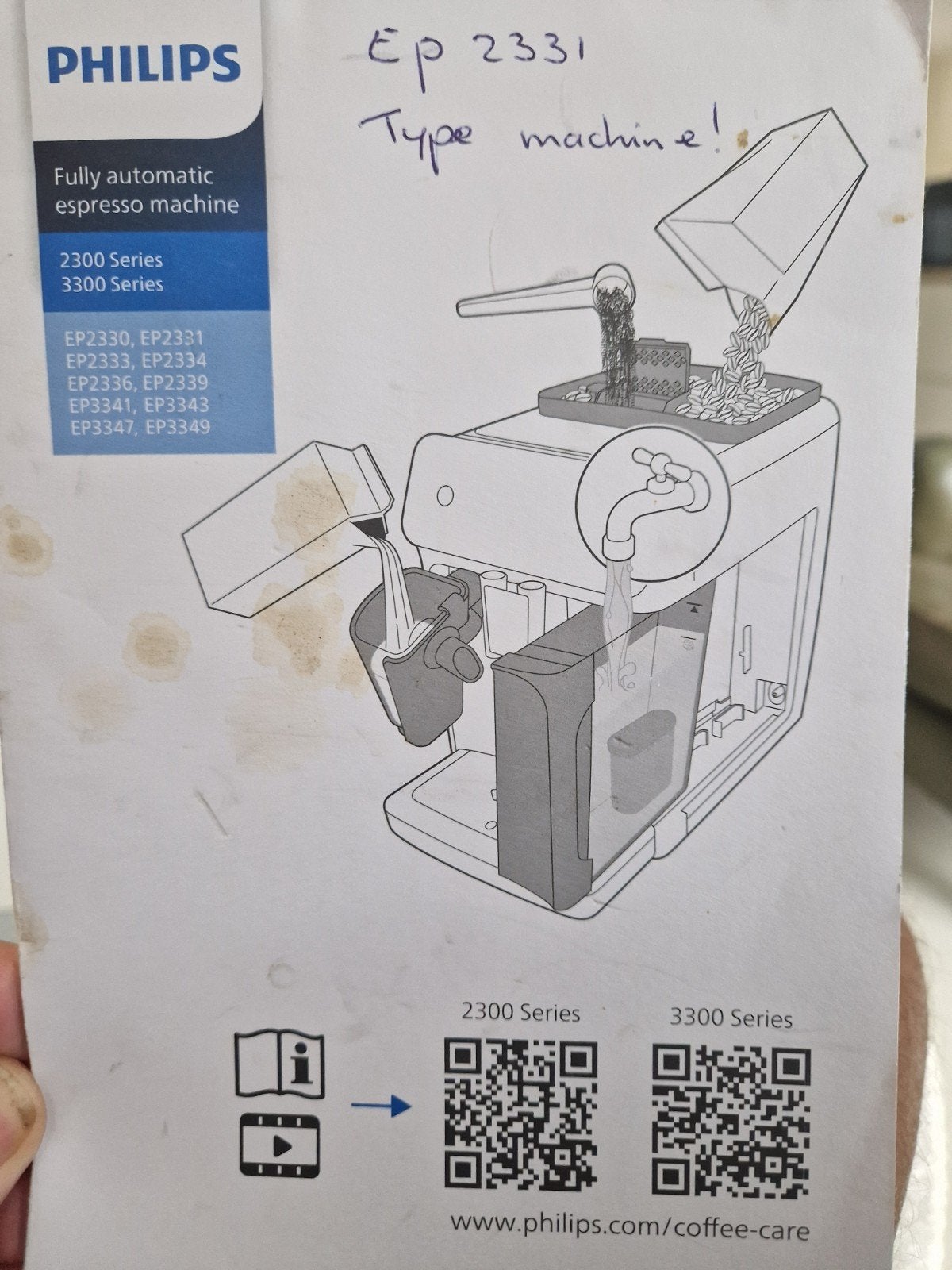 Philips EP2331 Volautomatische Espressomachine, Ophalen of Verzenden, Espresso apparaat, Koffiebonen