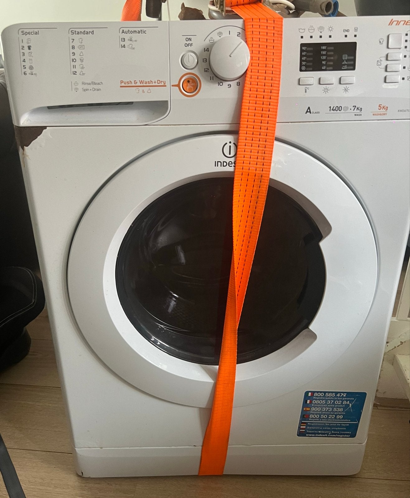 Indesit Wasdroogcombinatie - 7kg Wassen / 5kg Drogen, 6 tot 8 kg, Ophalen, Gebruikt, 85 tot 90 cm