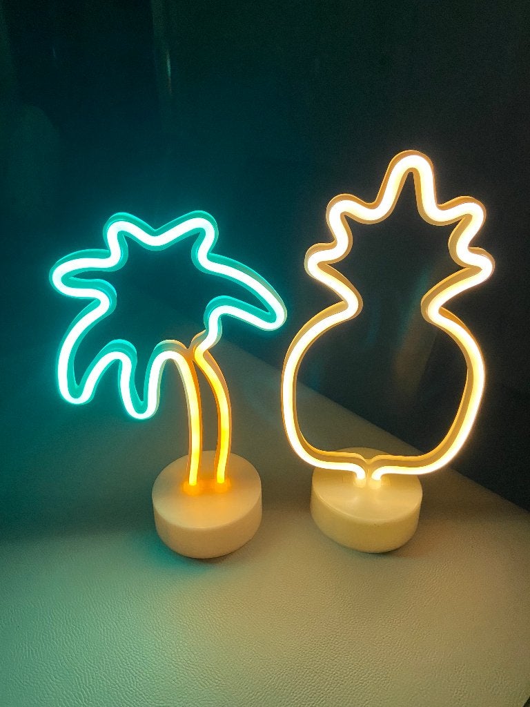 2 x Neonlamp ananas en palmboom lamp, Ophalen, Gebruikt