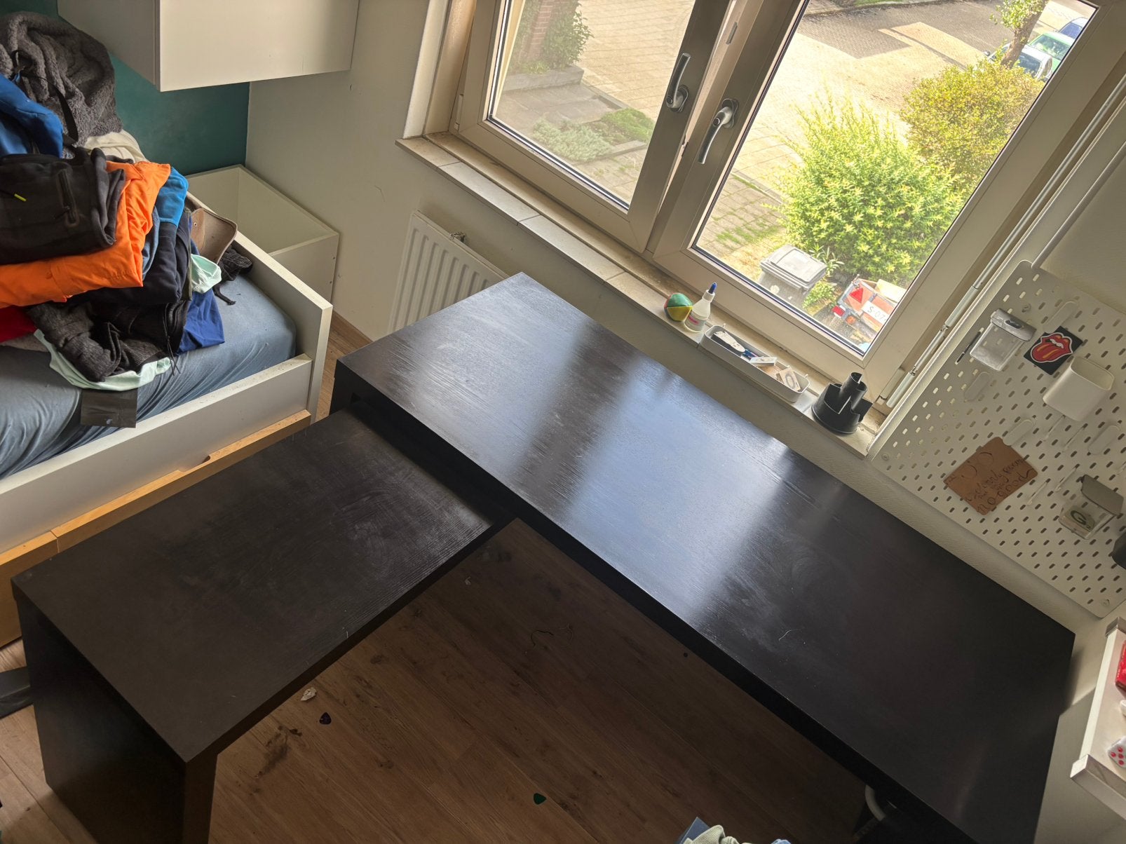 Zwart ikea bureau met uitschuifblad, Ophalen, Zwart, Gebruikt, 150 cm