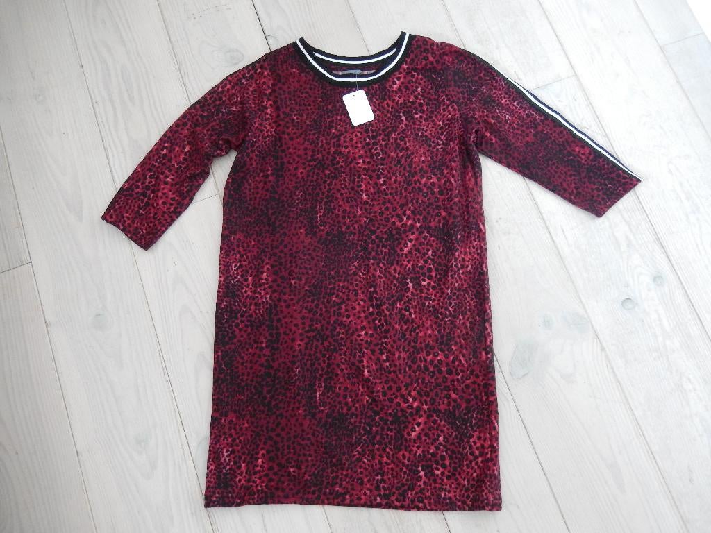 rood zwarte jurk tuniek met panterprint cheetah print mt 36, Nieuw, Ophalen of Verzenden, Maat 36 (S), Boven de knie