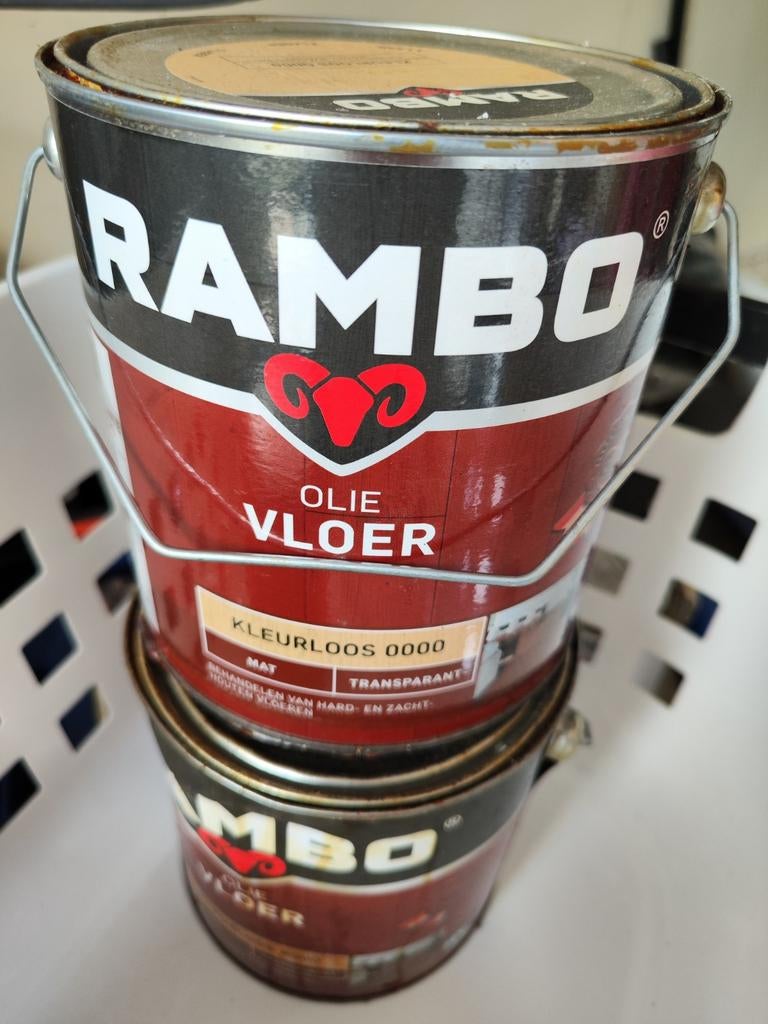 Rambo Vloerolie Kleurloos 2.5 liter (1.5 blik), Ophalen, Nieuw, Beits