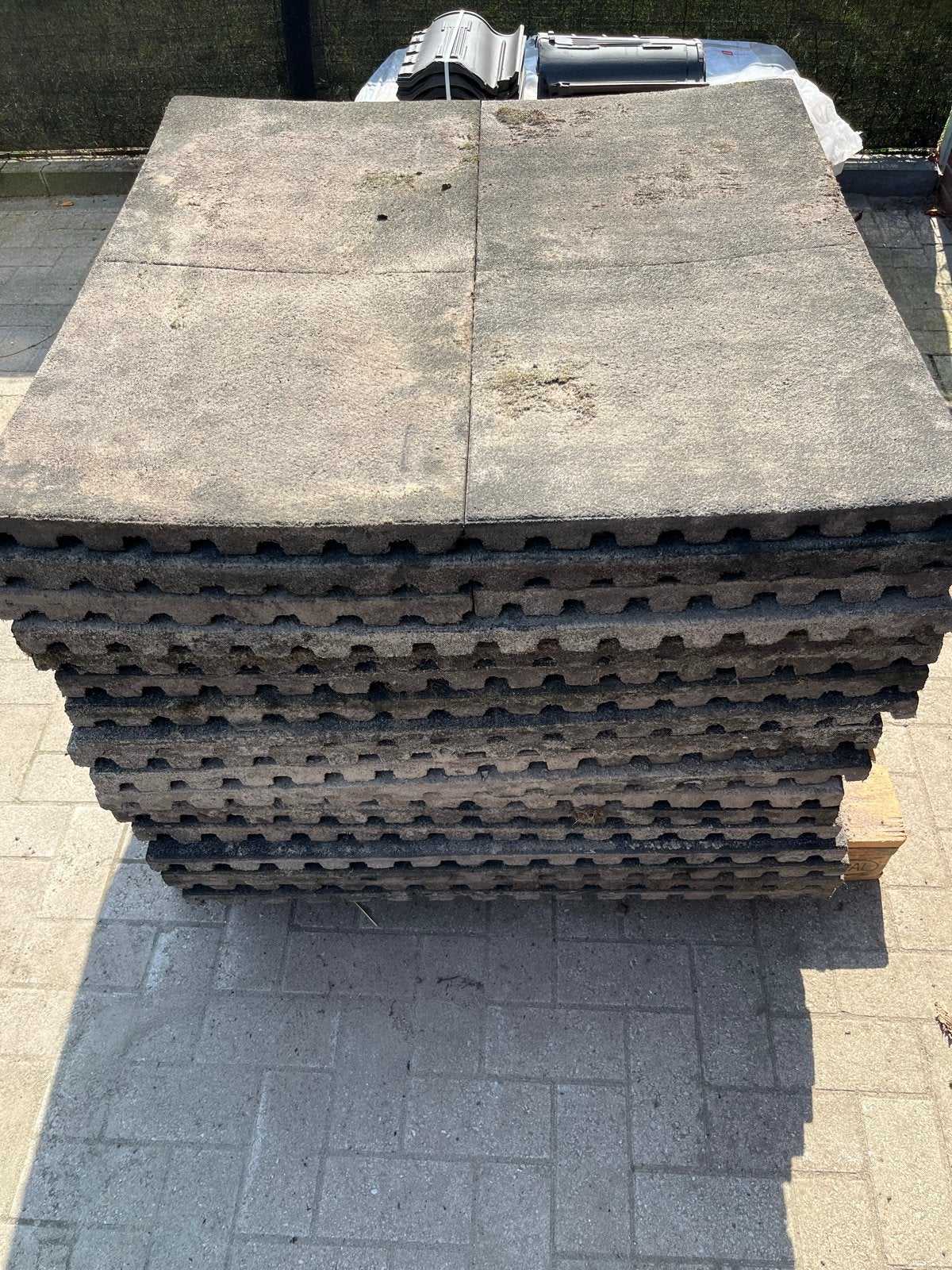 Rubberen terrastegels - 100x100 cm - 18m², Ophalen, Gebruikt, Rubber, 10 m² of meer