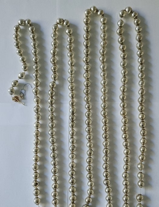 oude kerstslinger 3,25 m, kerstbal, zilver, grote glasparels, Ophalen of Verzenden