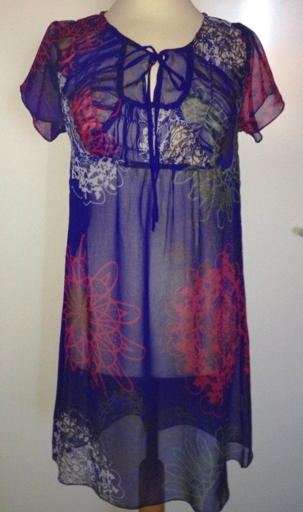 Nieuwe blauwe voile lange blouse Maat S., Ophalen of Verzenden, Nieuw, Maat 36 (S), Blauw