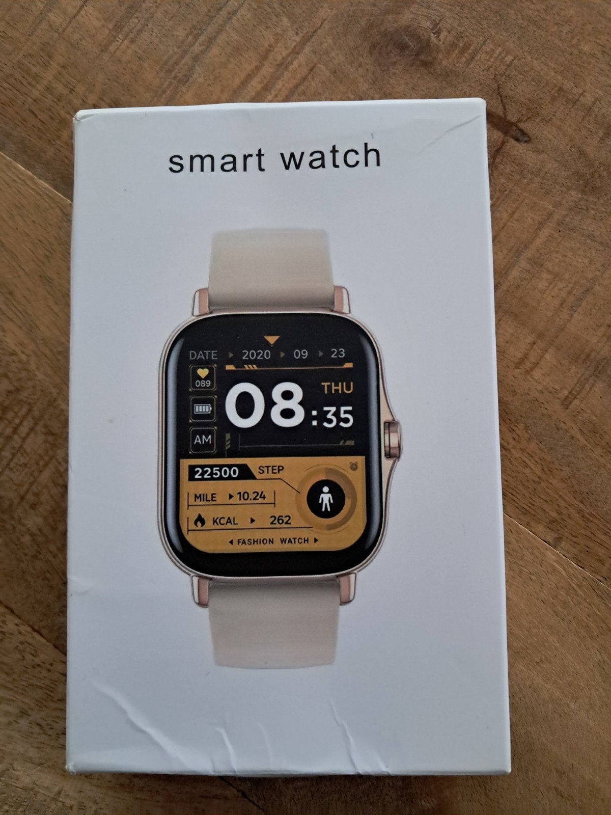 Smartwatch met hartslagmeter en stappenteller, Calorieverbanding, Onbekend, Wit, Nieuw