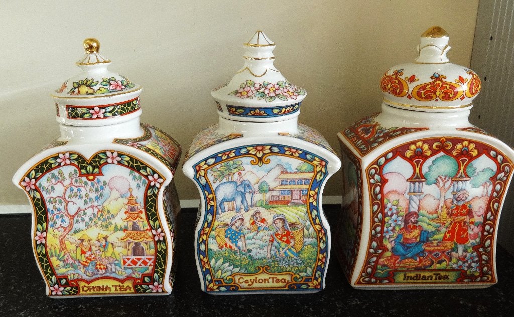 Sadler theebussen set van 3 Vintage Porseleinen Theebussen -, Antiek en Kunst, Ophalen of Verzenden