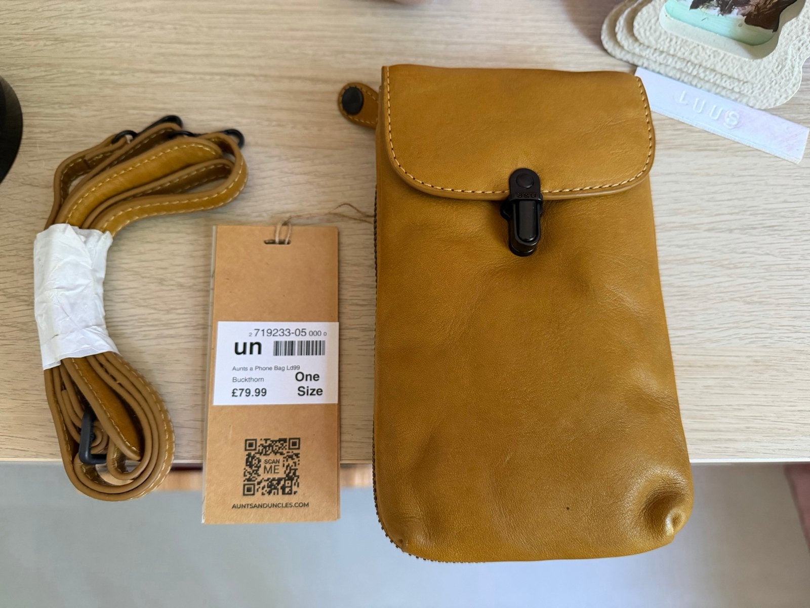 Aunts & Uncles Telefoontasje - Nieuw met kaartjes, Ophalen of Verzenden, Nieuw, Geel, Schoudertasje