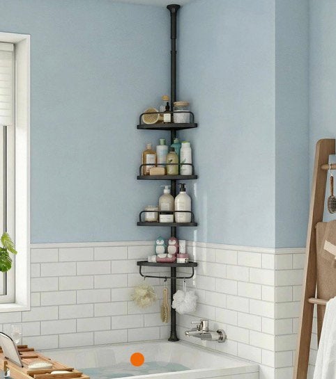Zwart metaal badkamer hoekrek, Huis en Inrichting, Minder dan 50 cm, 200 cm of meer, Overige typen, Nieuw