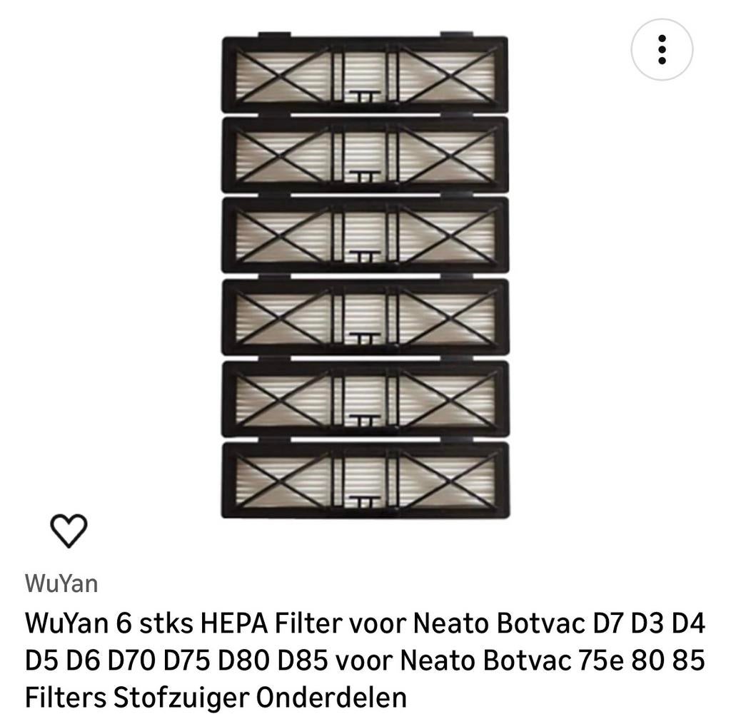 Hepafilter voor Neato robotstofzuiger, Ophalen of Verzenden, Nieuw