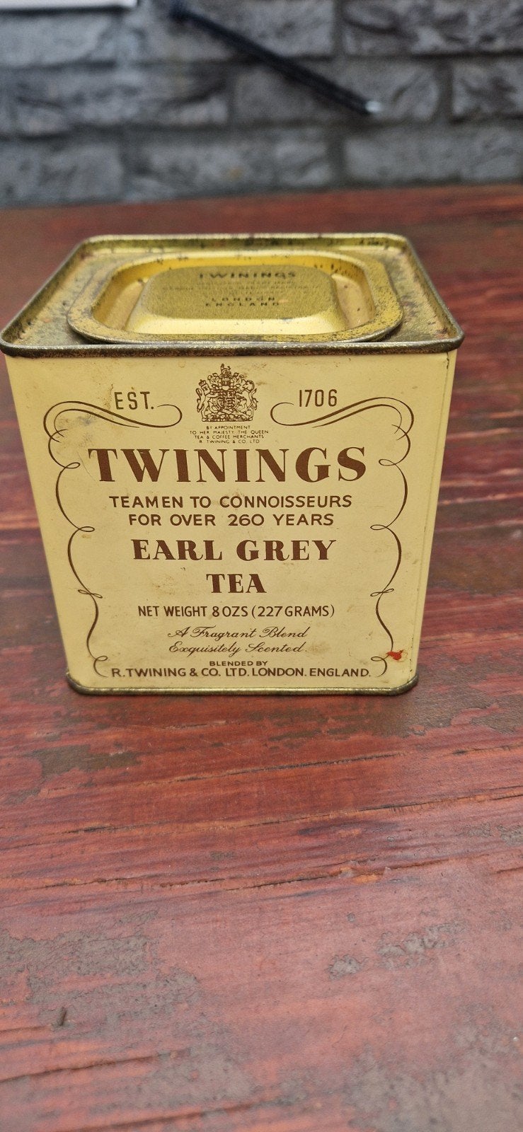 Vintage Twinings Earl Grey theeblik met inhoud, Ophalen of Verzenden