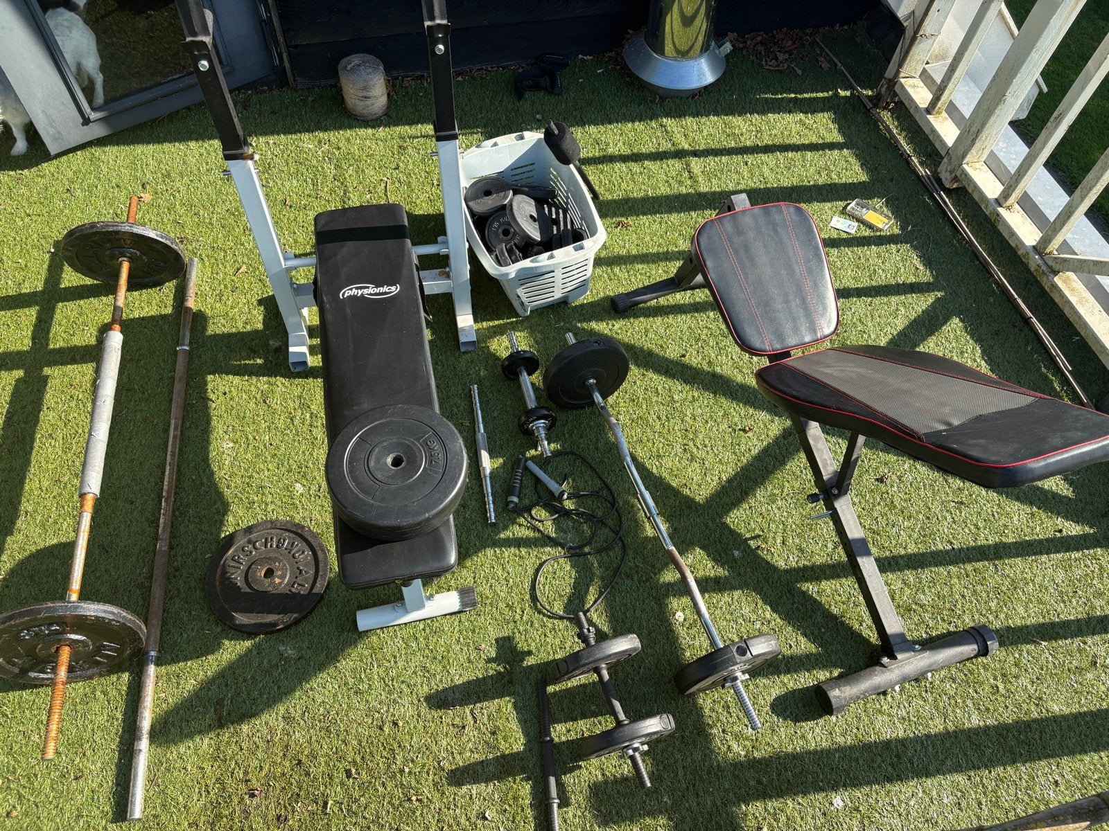Complete Fitness Set: Banken, Halters en Gewichten, Ophalen, Gebruikt, Armen, Fitnessbank