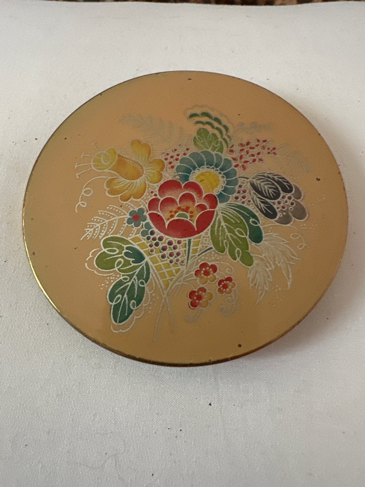 Vintage poederdoosje met bloemmotief, Antiek en Kunst, Ophalen
