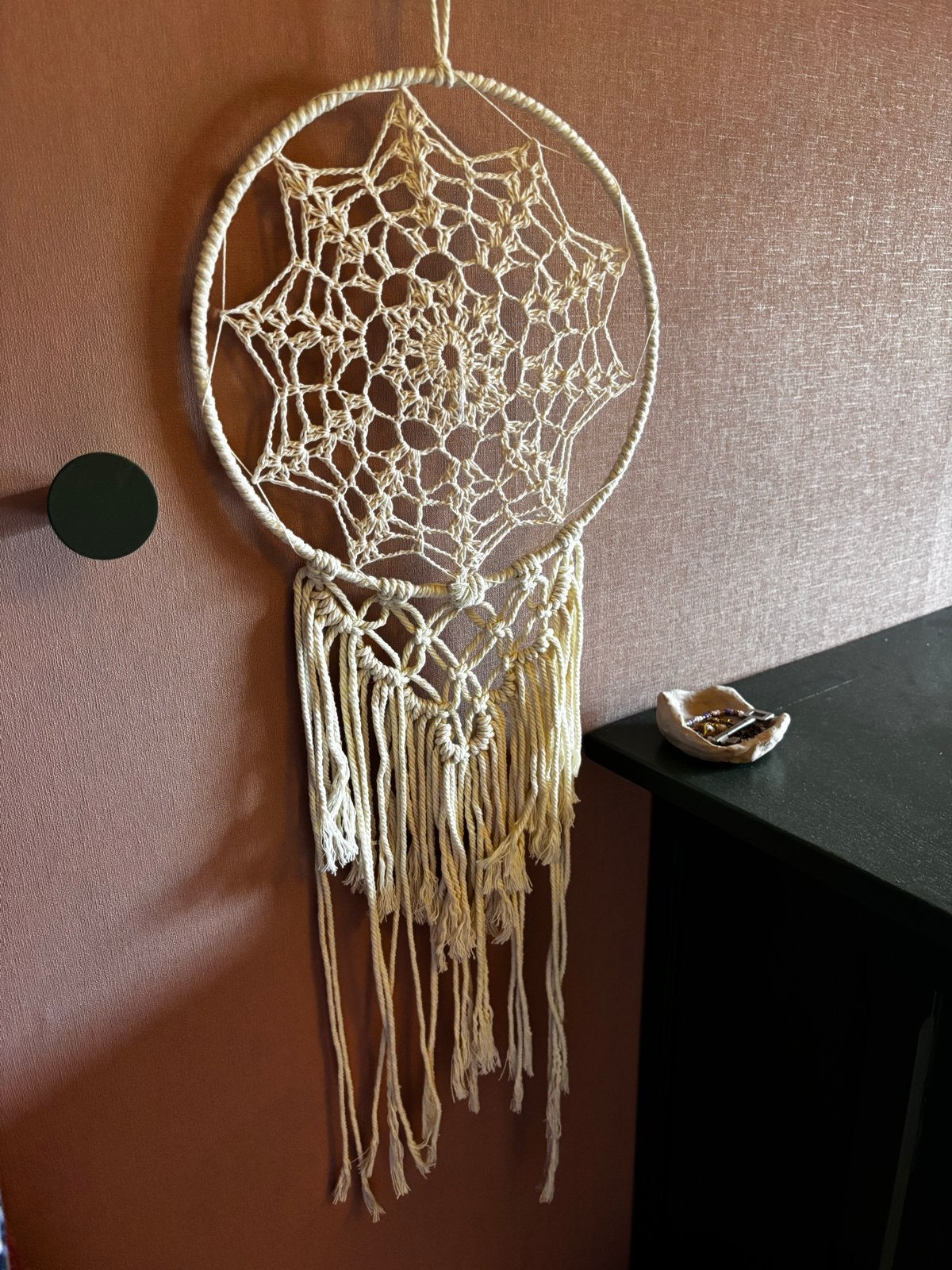 Macramé Dromenvanger - Boho Stijl, Beige, Boho, Ophalen of Verzenden, Zo goed als nieuw