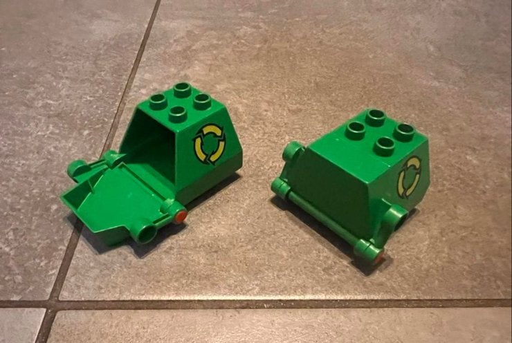 Twee groene Duplo containers voor auto, Ophalen of Verzenden, Gebruikt, Accessoire, Duplo