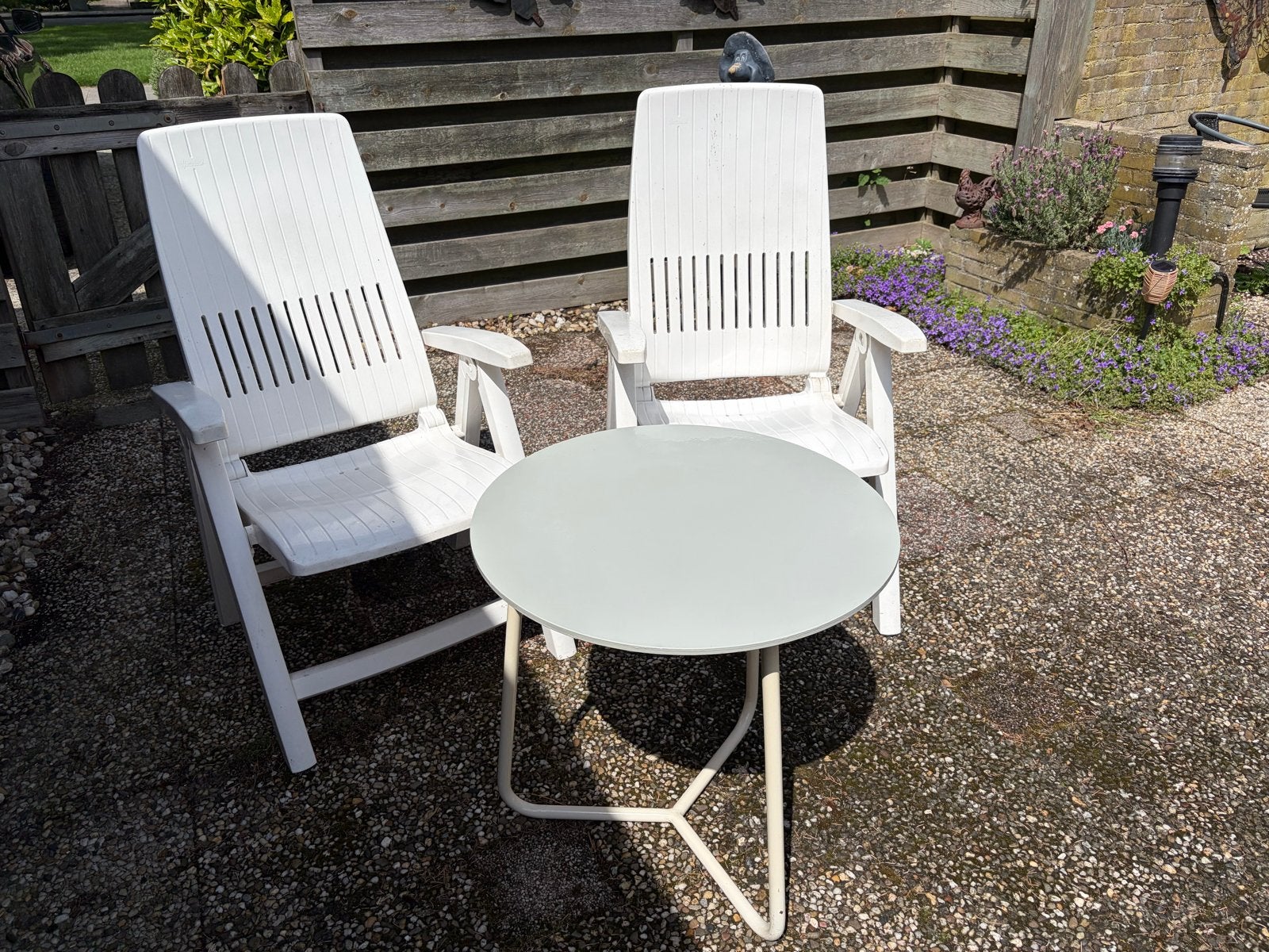 Hartman witte tuinstoelen, Tuin en Terras, Tuinsets en Loungesets, Kunststof, Gebruikt, Bijzettafel, Tuinset
