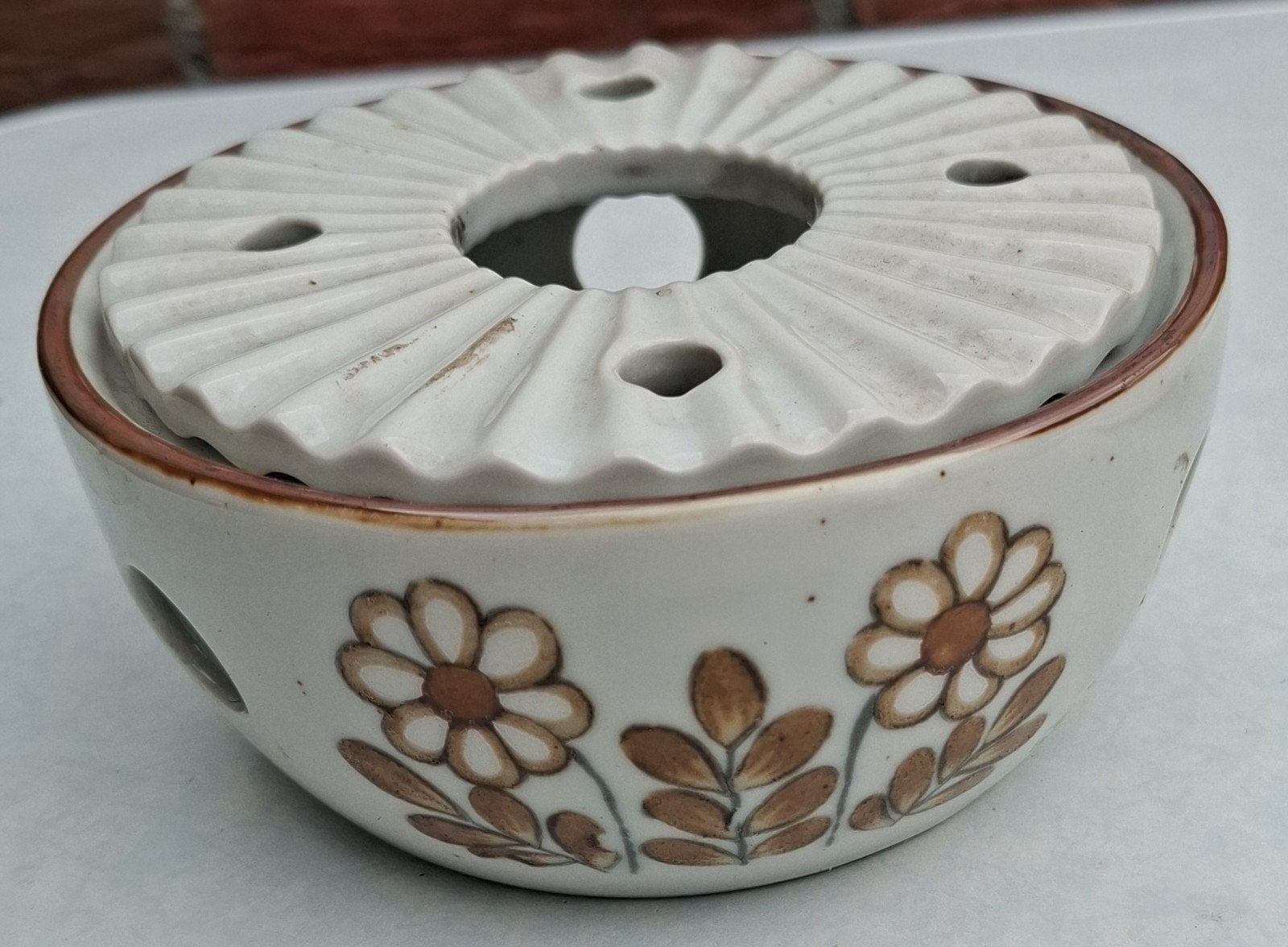 Vintage theelichthouder met bloemmotief, Antiek en Kunst, Ophalen of Verzenden
