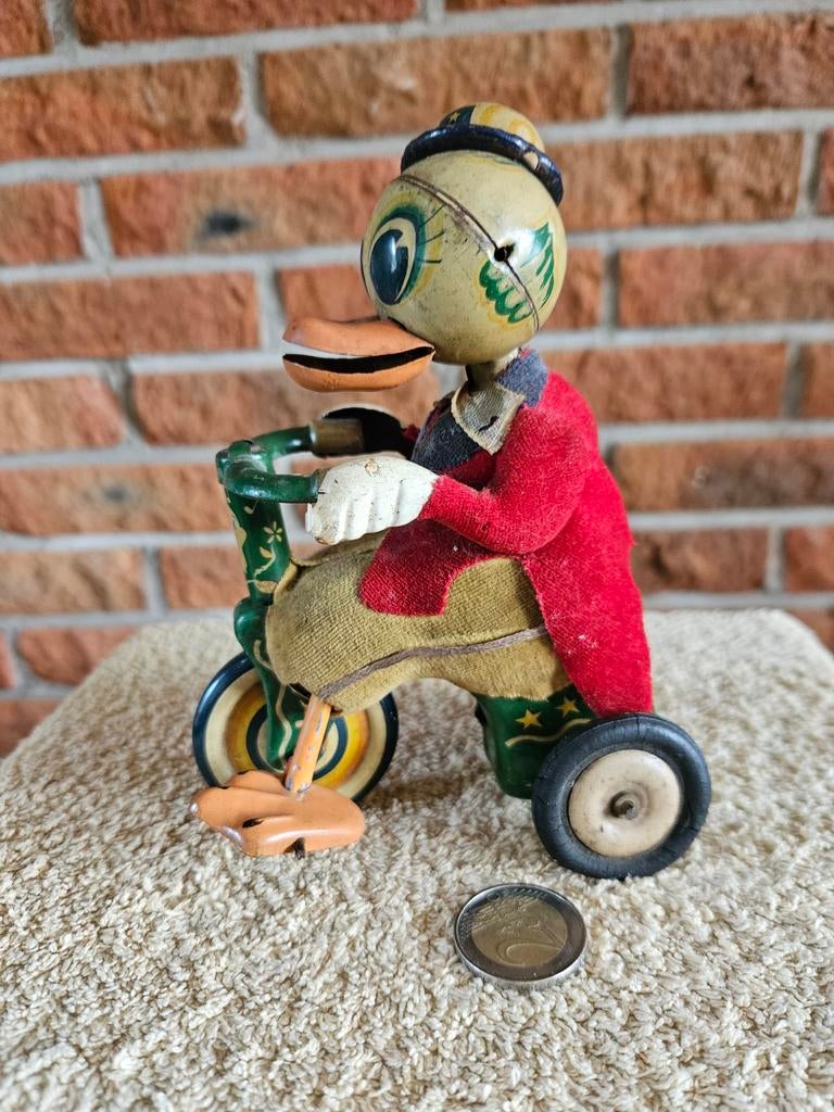 Zeldzame ALPS Toys blikken driewieler met eend, jaren '50, Ophalen of Verzenden