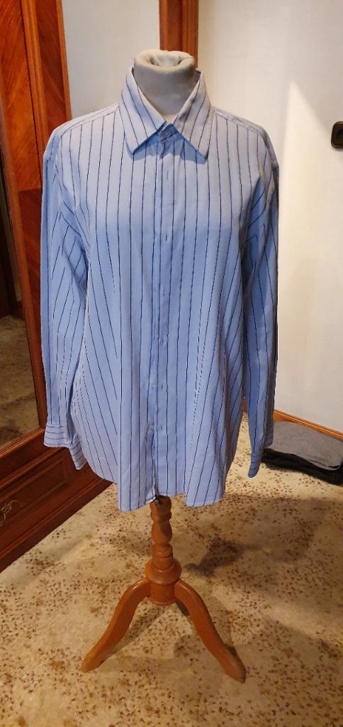 Boss overhemd blauw/streepje maat 43, BOSS, Blauw, Ophalen of Verzenden, Zo goed als nieuw