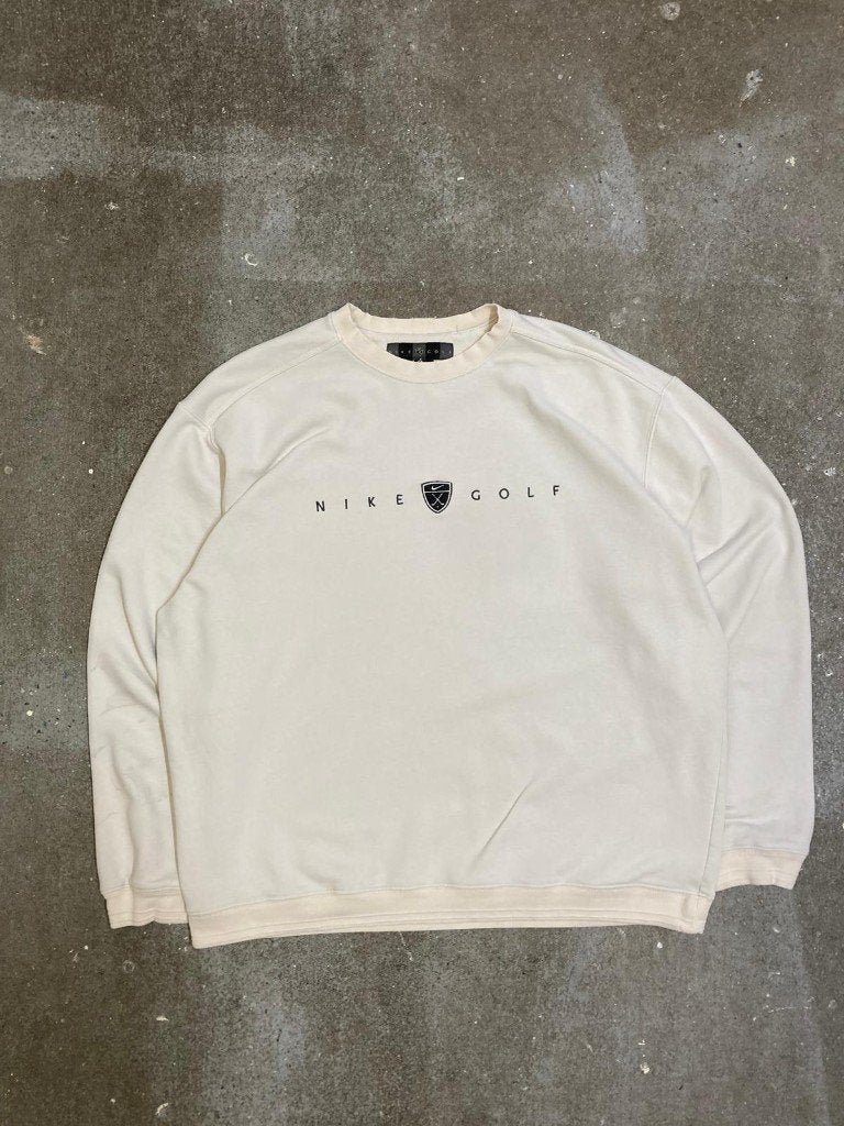 Y2k 2000s Nike Golf Sweater - L - Creme - Vintage - Wornlook, Kleding | Heren, Maat 52/54 (L), Wit, Nike, Ophalen of Verzenden