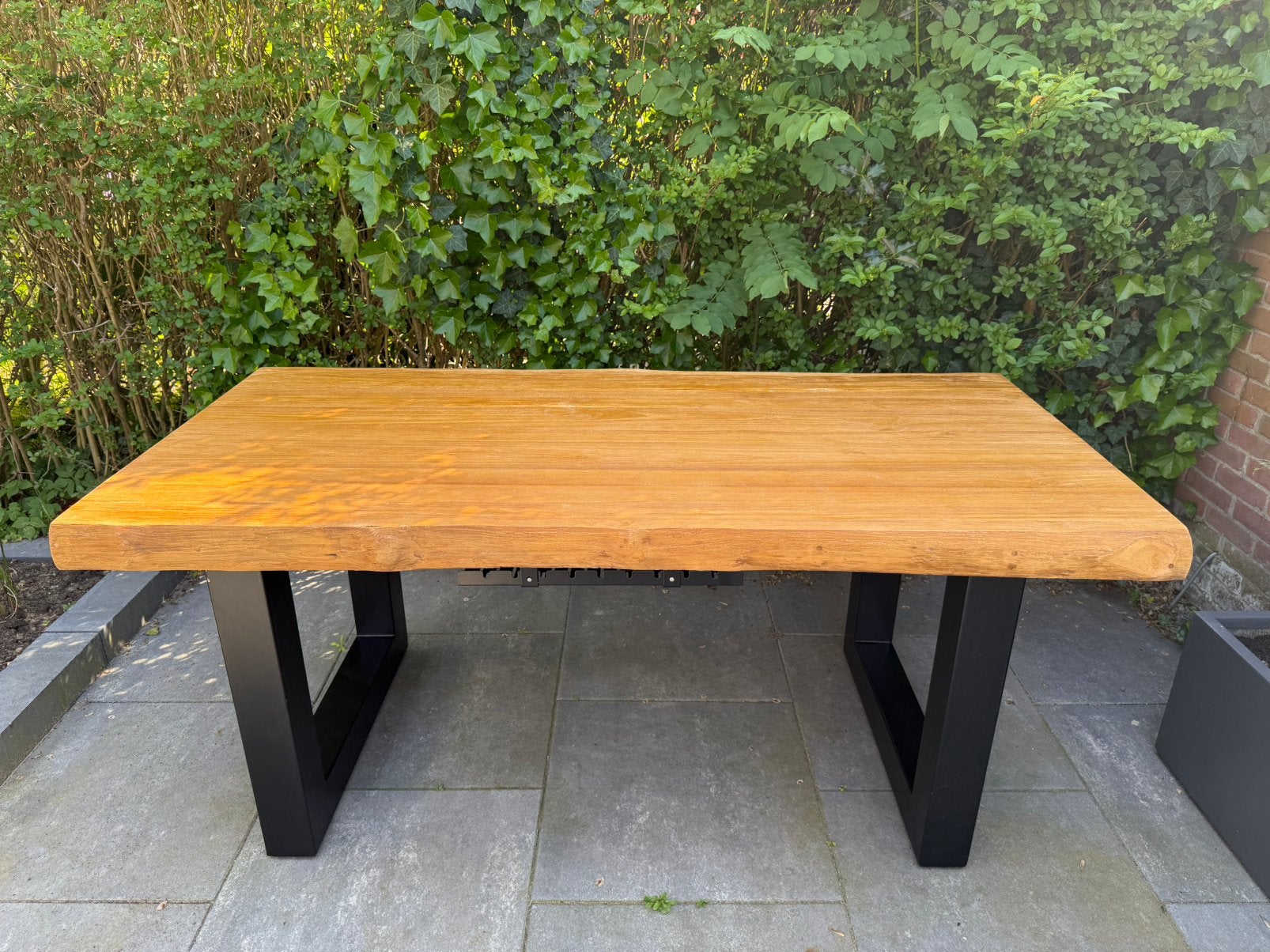 Robuuste eettafel / werktafel met metalen onderstel, Ophalen, Eikenhout, 50 tot 100 cm, Zo goed als nieuw