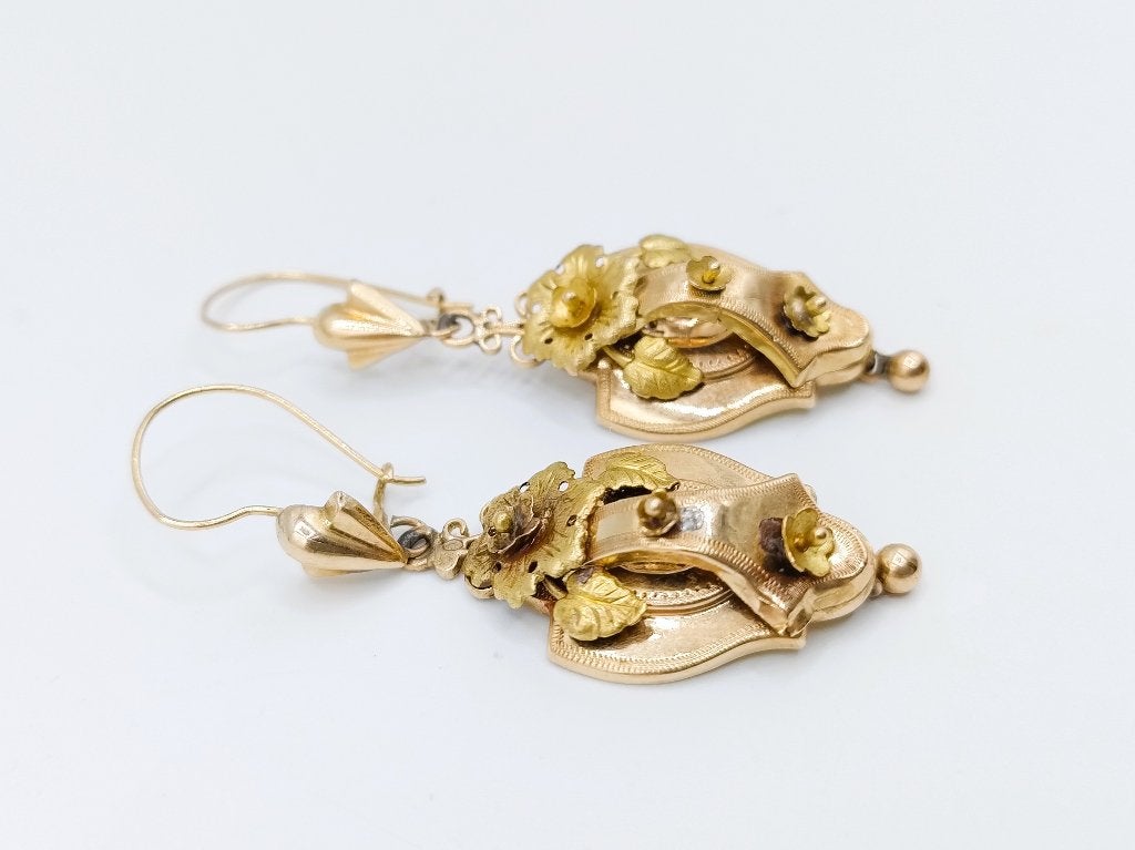 Antieke gouden oorbellen, Nederland, ca. 1880, Verzenden, Goud, Oorbellen