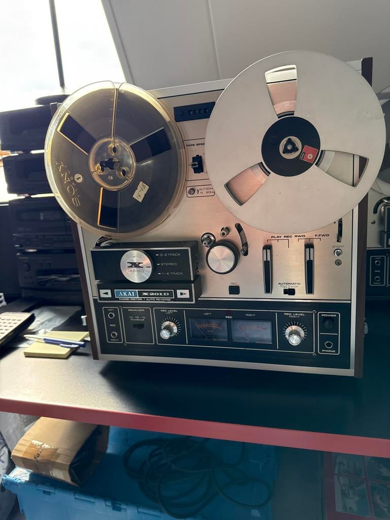 Akai X-201D Bandrecorder vintage in prima staat., Ophalen, Bandrecorder, Met banden