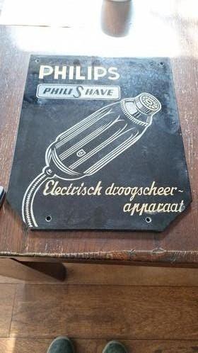 Vintage Philips Philishave reclamebord - Elektrisch scheerap, Ophalen of Verzenden