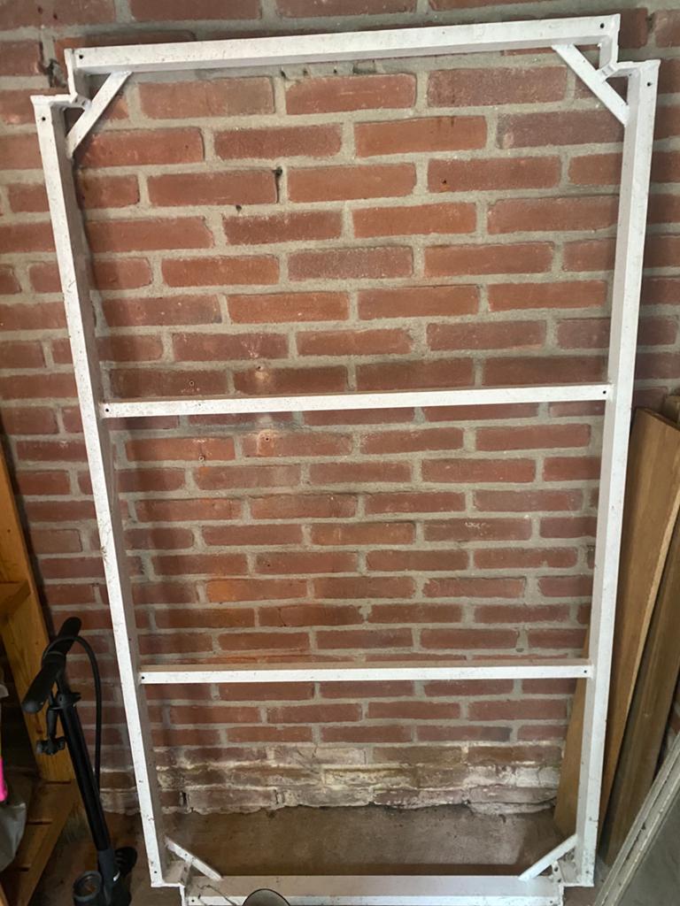 Tuintafel. Aluminium poten + glazen blad 160x90cm, Tuin en Terras, Tuintafels, Ophalen, Gebruikt, Rechthoekig, Aluminium