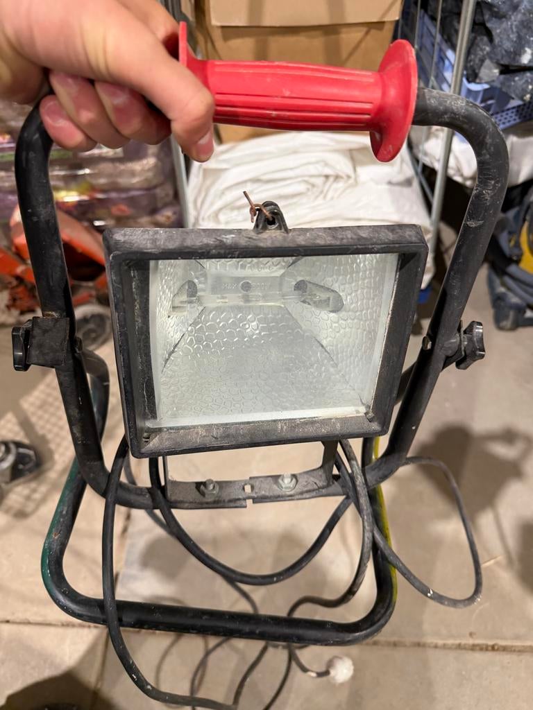 Bouwlamp 500W - Halogeen werklamp met handvat, Ophalen, Gebruikt, 500 watt of meer, Lamp met armatuur
