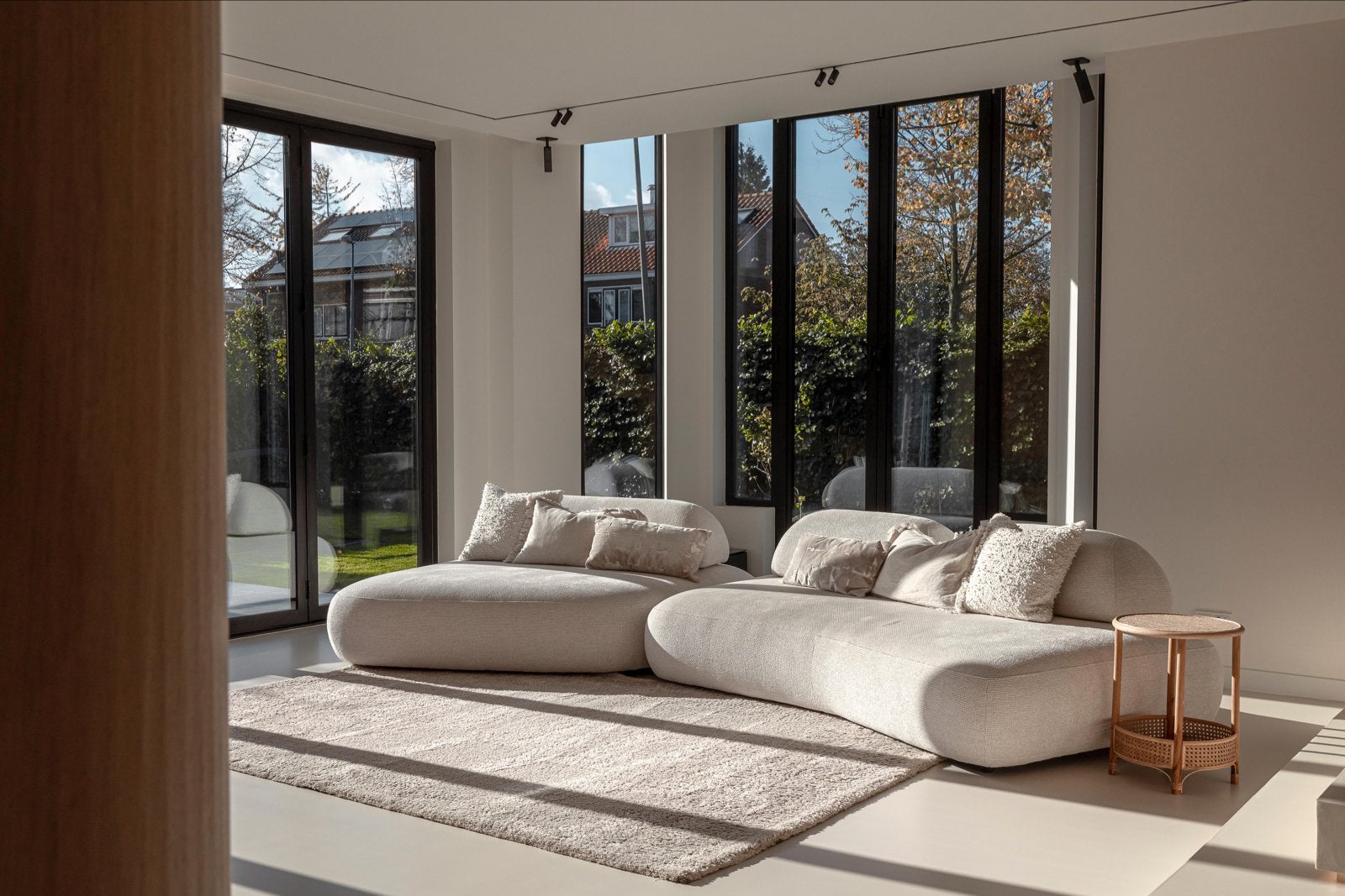 Moderne loungebank, 4-persoons, crème stof, Eichholtz, Ophalen, 300 cm of meer, Zo goed als nieuw, Vierpersoons of meer